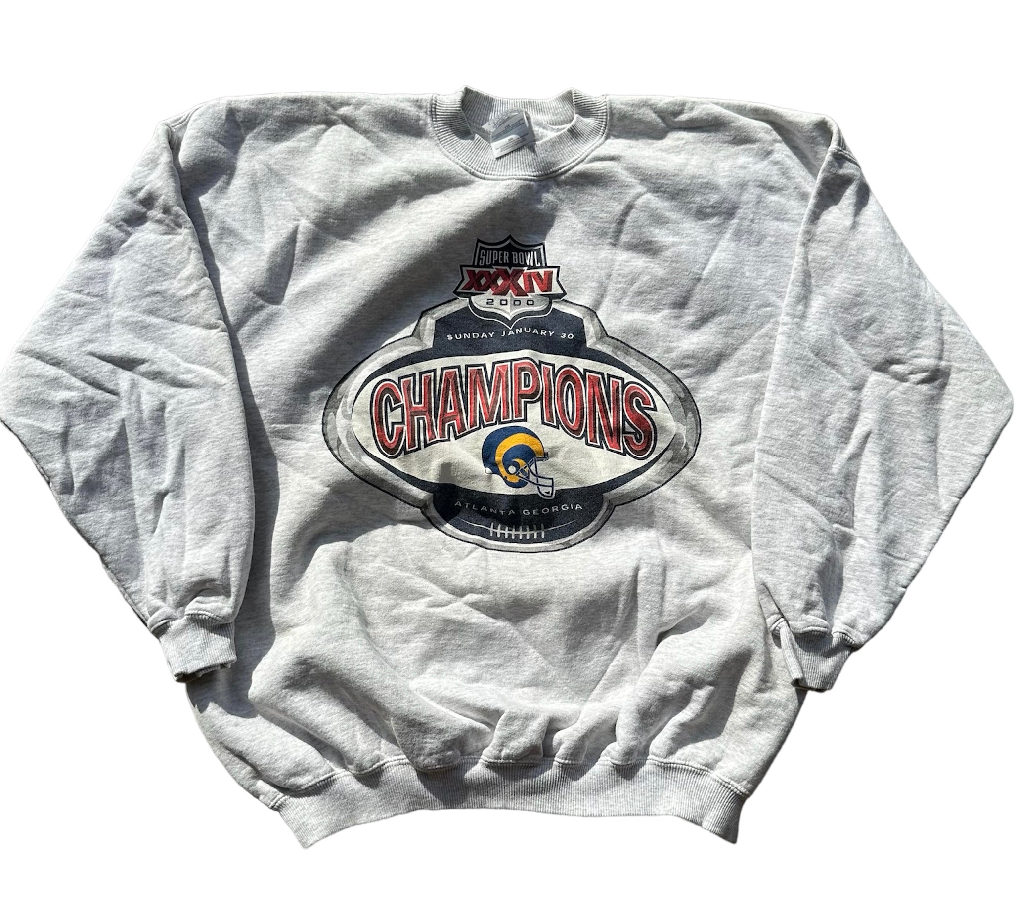 2000 ST.LOUIS RAMS SUPER BOWL XXXIV CREWNECK (LR)