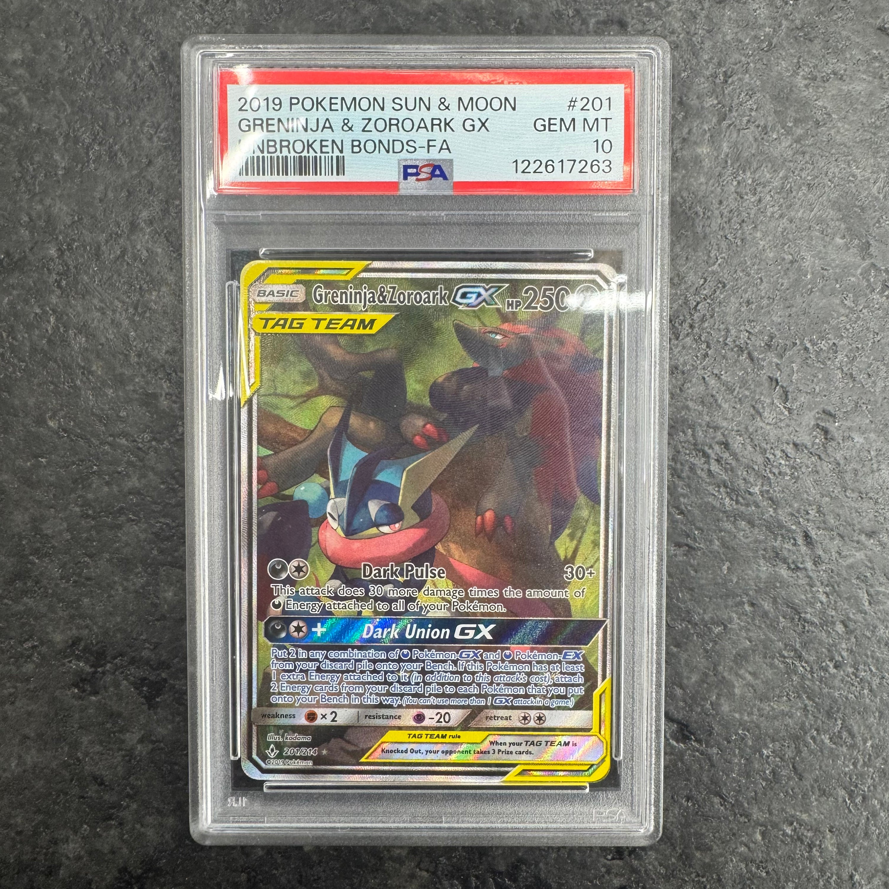 GRENINJA & ZOROARK GX ALT ARR 201/214 PSA 10