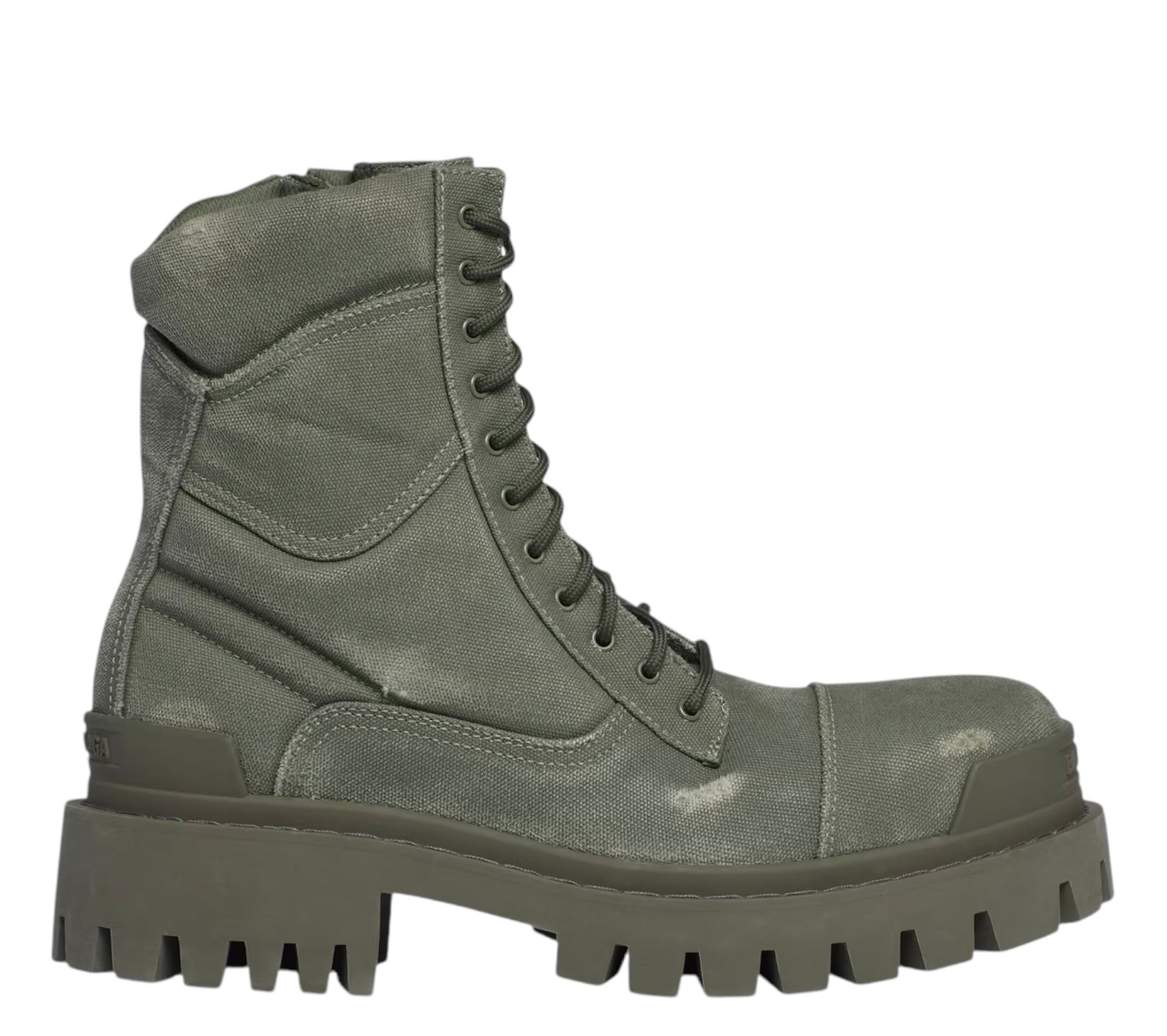 BALENCIAGA DISTRESSED CANVAS STRIKE BOOT “ARMY GREEN”