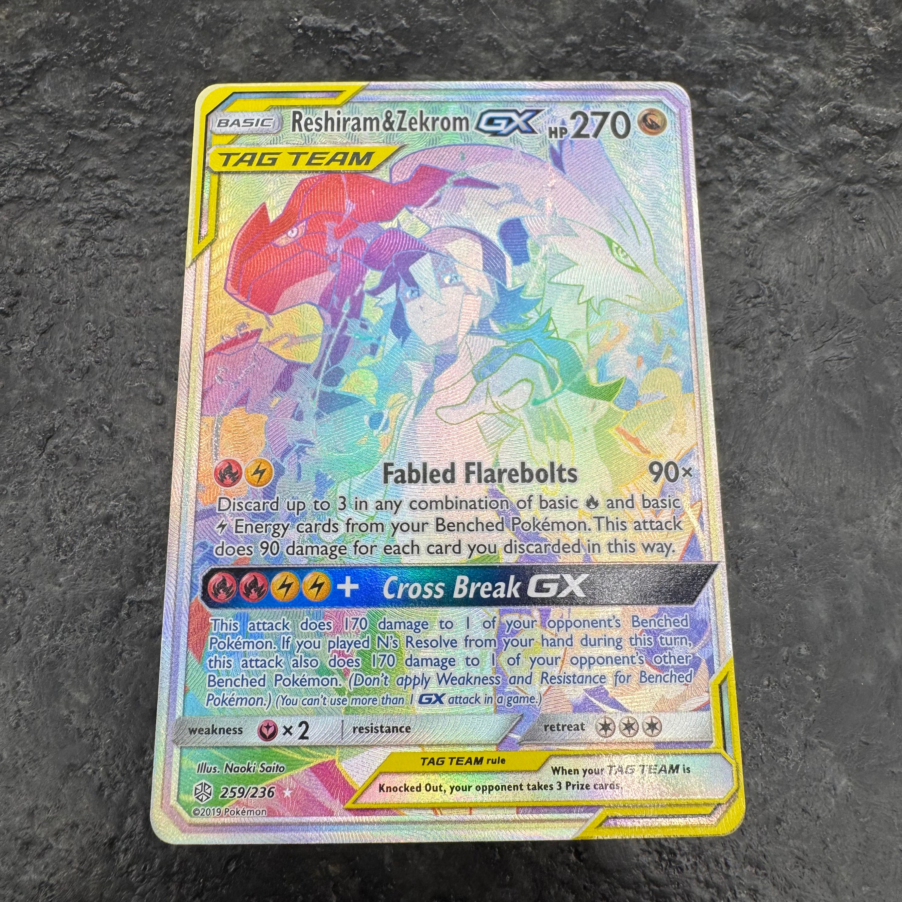 RESHIRAM & ZEKROM GX SECRET RARE TAG TEAM 259/236 (NM) VDTX RESHIRAM & ZEKROM GX SECRET RARE TAG TEAM 259/236 (NM) VDTX