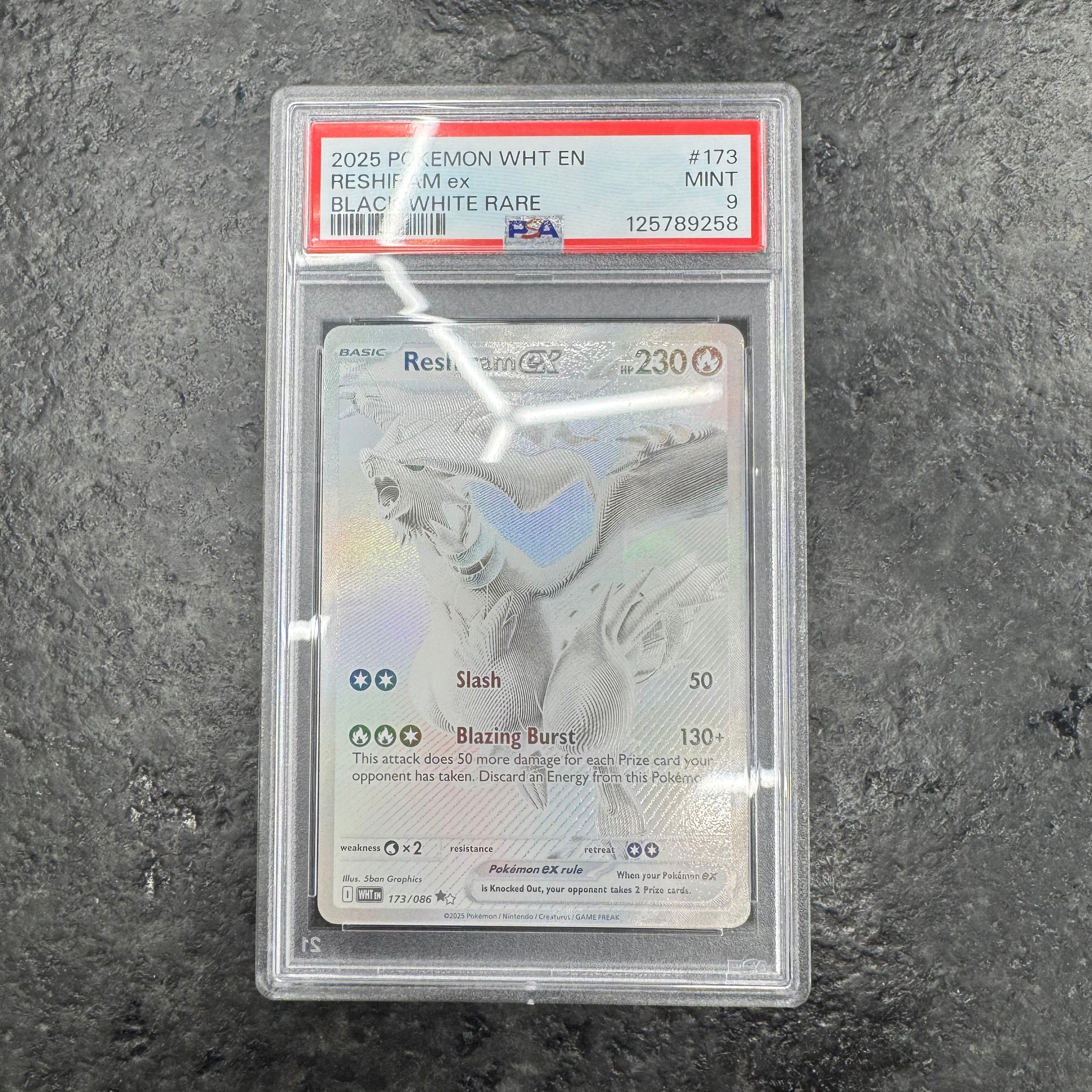 RESHIRAM EX SECRET RARE 173/086 WHITE FLARE PSA 9