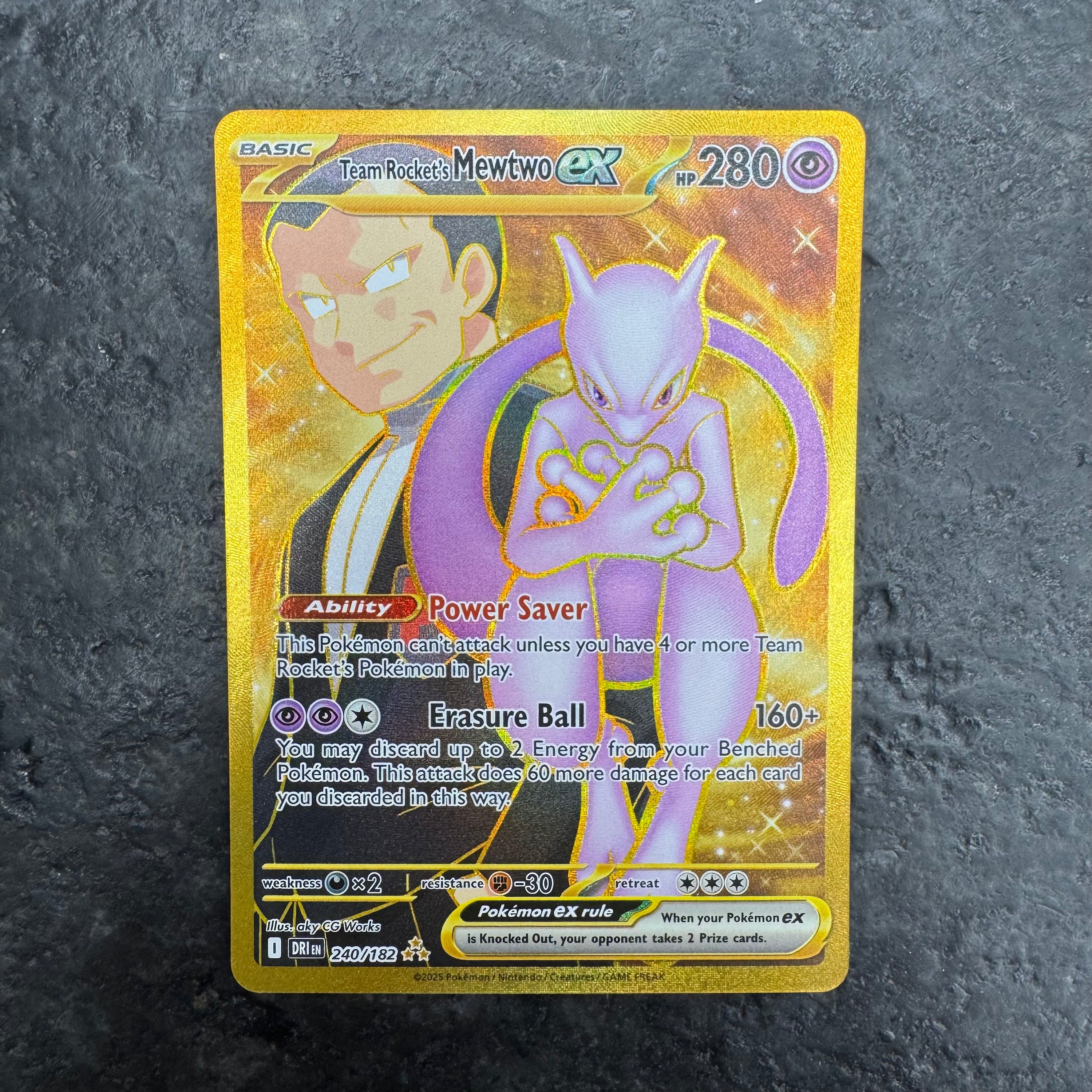 TEAM ROCKETS MEWTWO EX HYPER RARE 240/182 (NM)