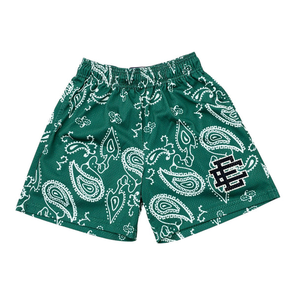 ERIC EMANUEL “GREEN PAISLEY” LOGO SHORTS
