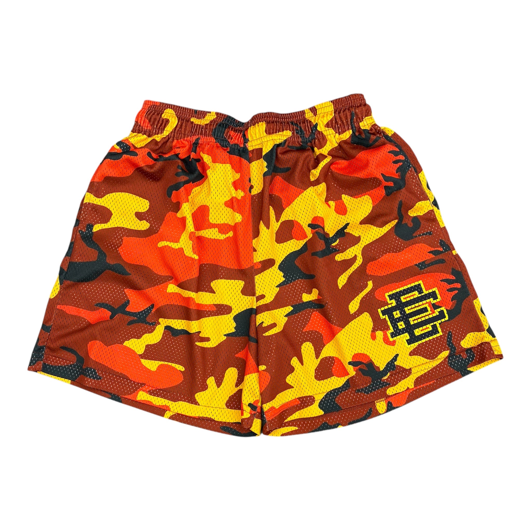 ERIC EMANUEL “CAMO ORANGE BLACK” LOGO SHORTS