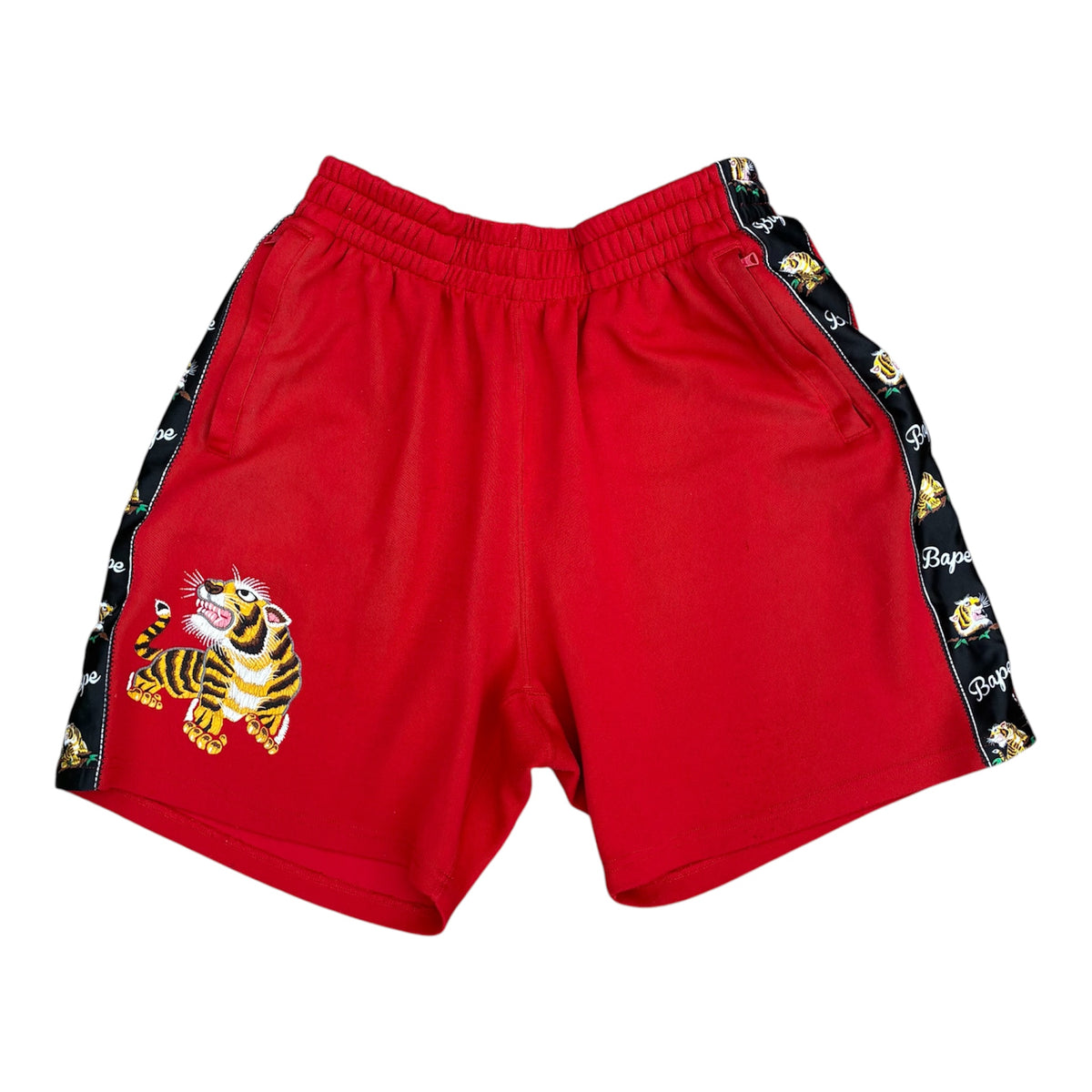 BAPE TIGER JERSEY WIDE SHORTS RED