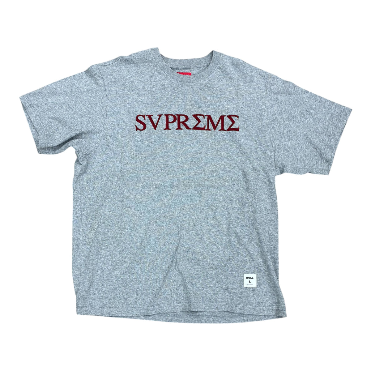 SUPREME GREEK HEATHER GREY LOGO CREWNECK