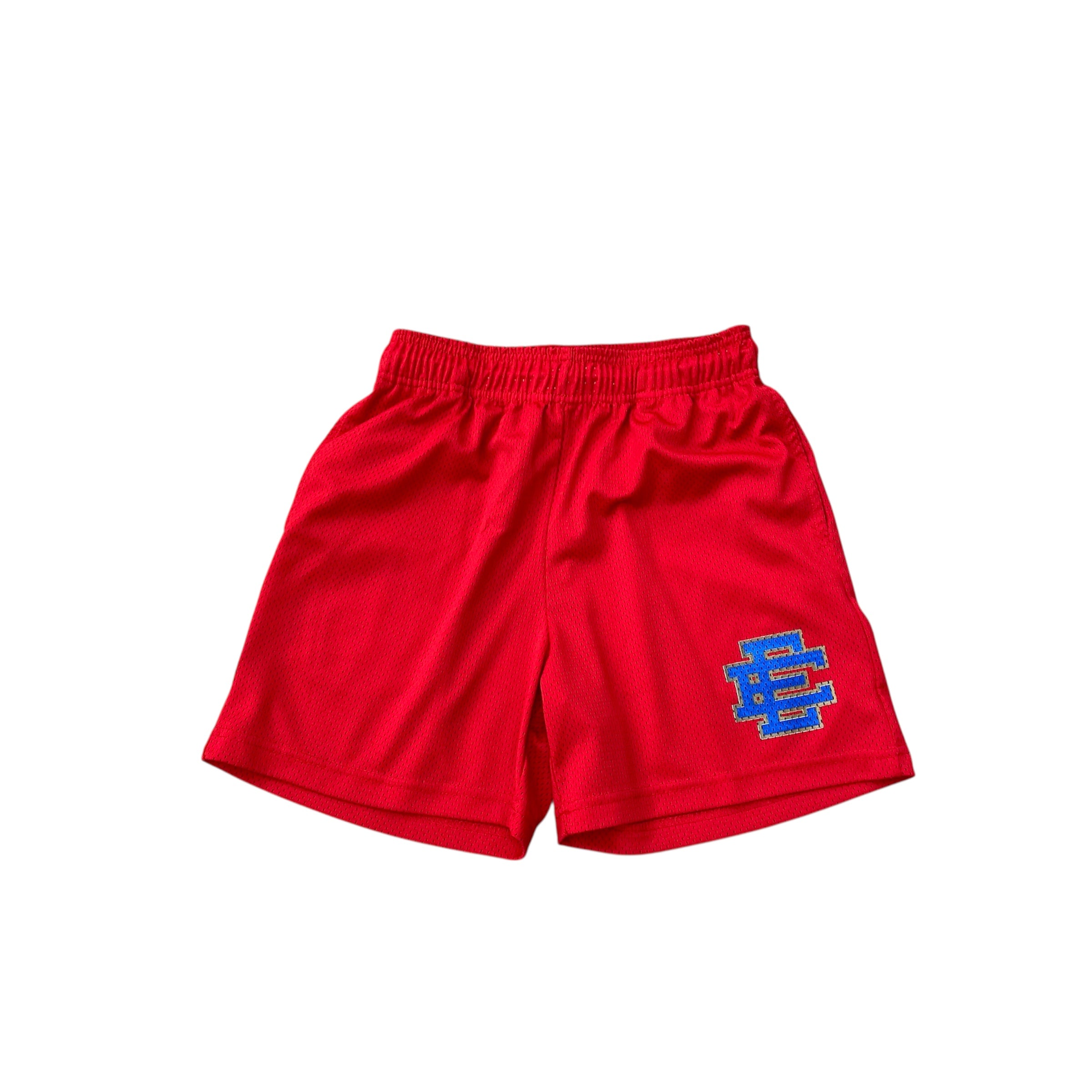ERIC EMANUEL BASKETBALL SHORTS RED WITH BLUE LOGO