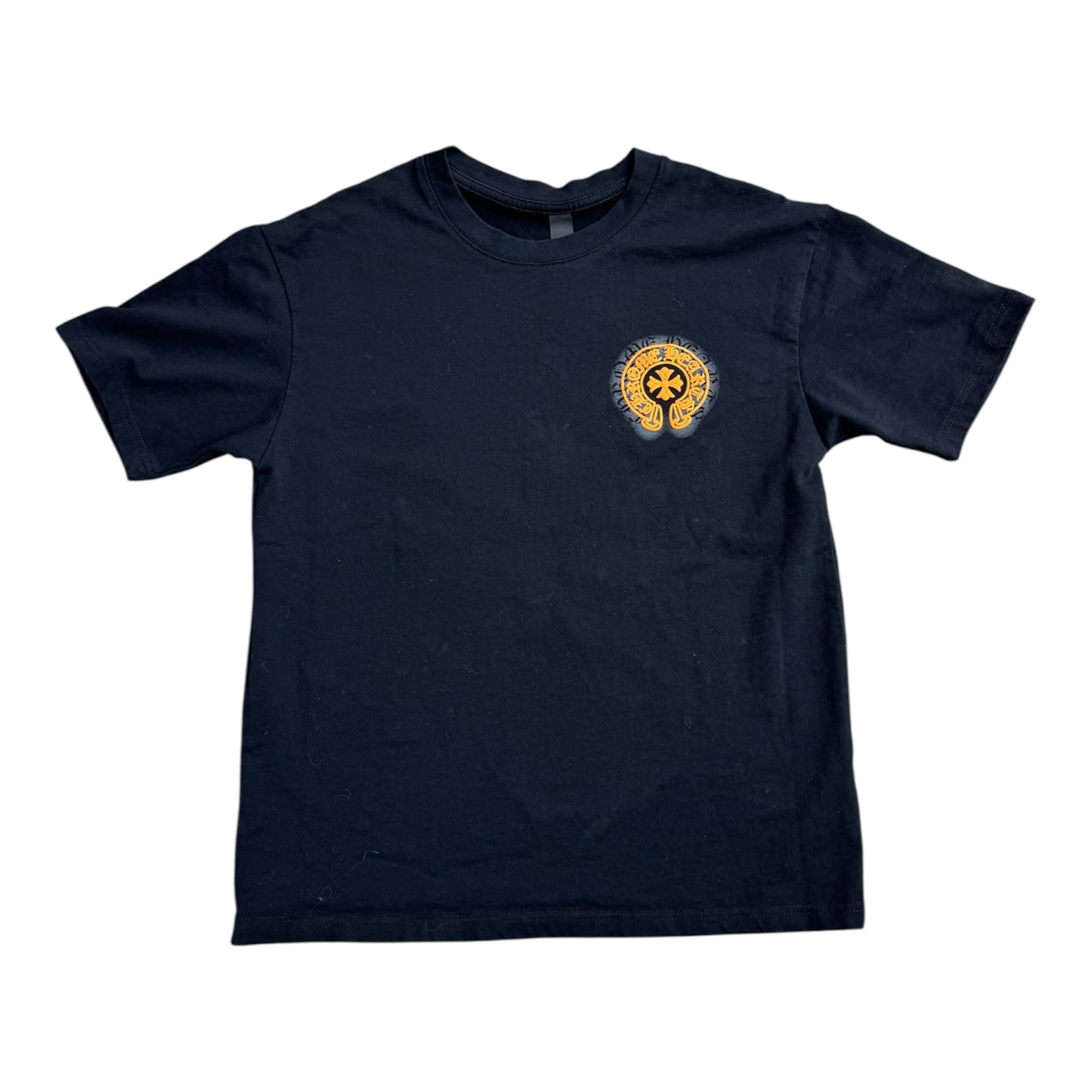 CHROME HEARTS ORANGE HORSESHOE LOGO TEE - BLACK
