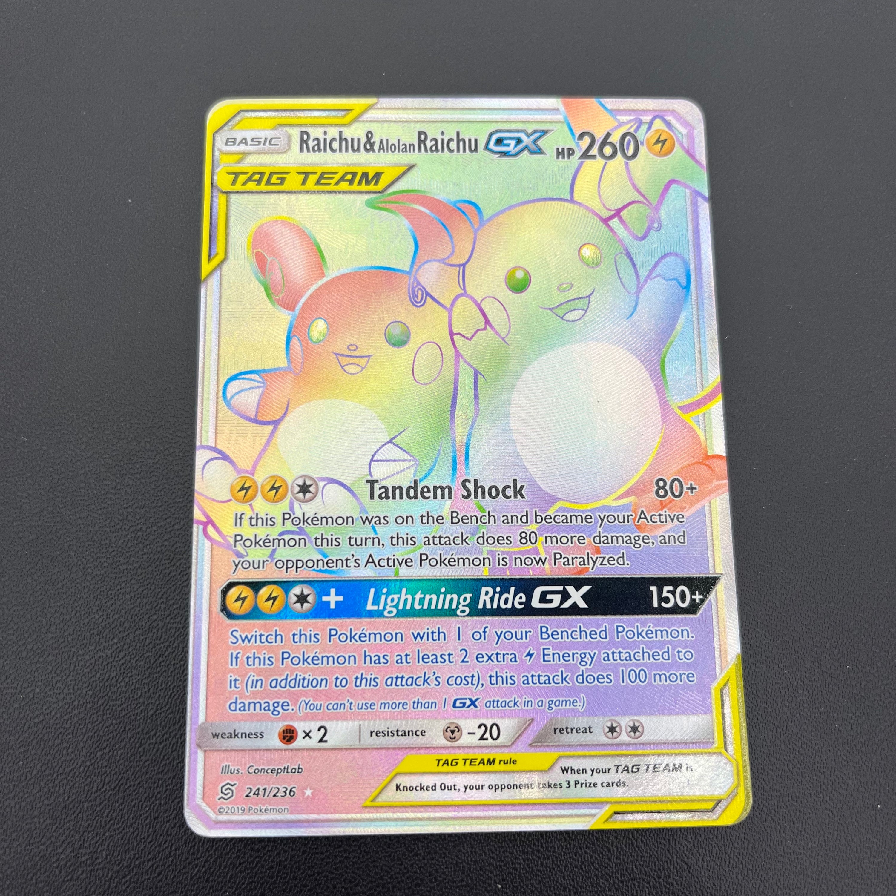 RAICHU & ALOLAN RAICHU GX TAG TEAM RAINBOW 241/236