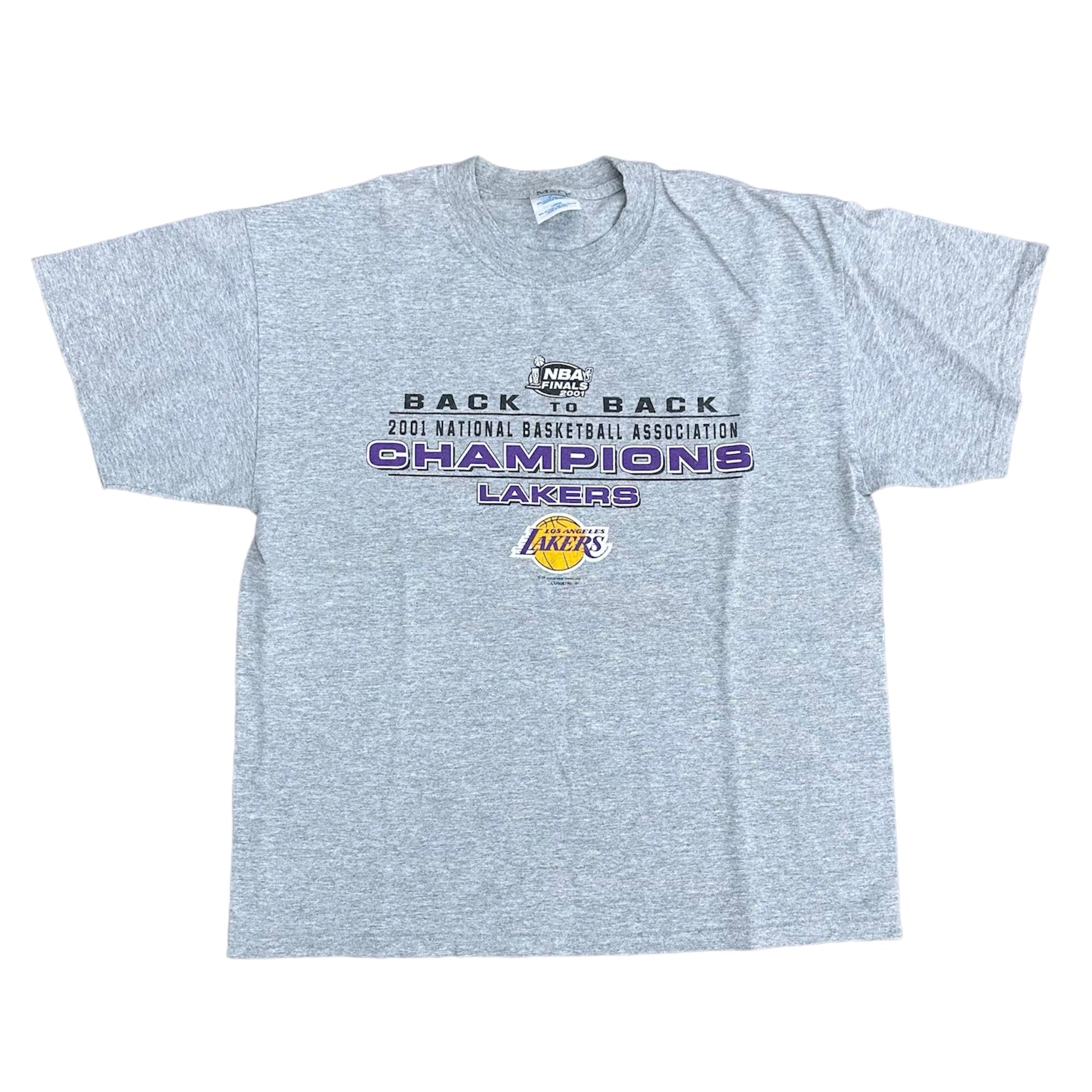 2001 LAKERS BACK TO BACK NBA CHAMPS TEE (LR)