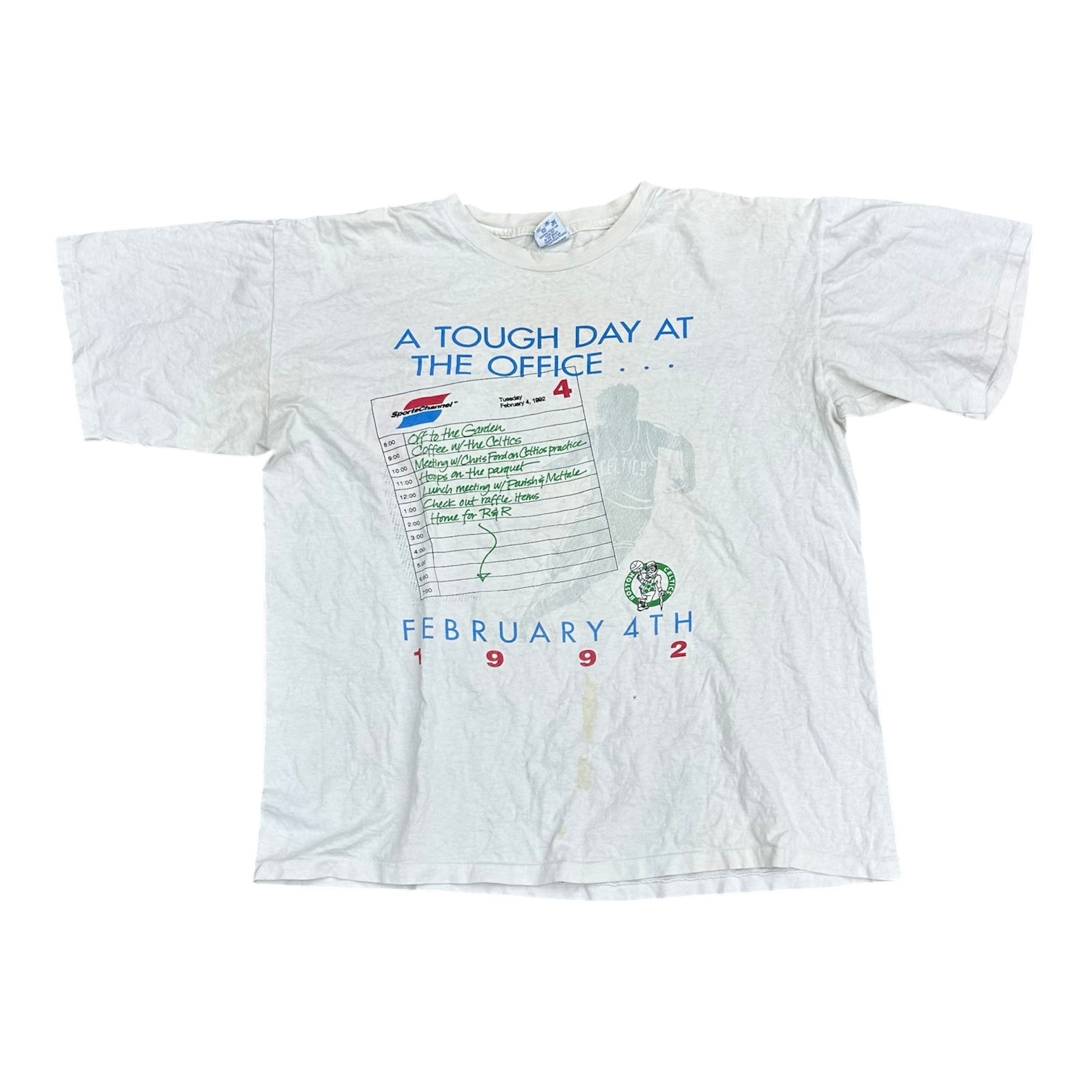 1992 “DAY IN THE OFFICE” BOSTON CELTICS TEE (LR)