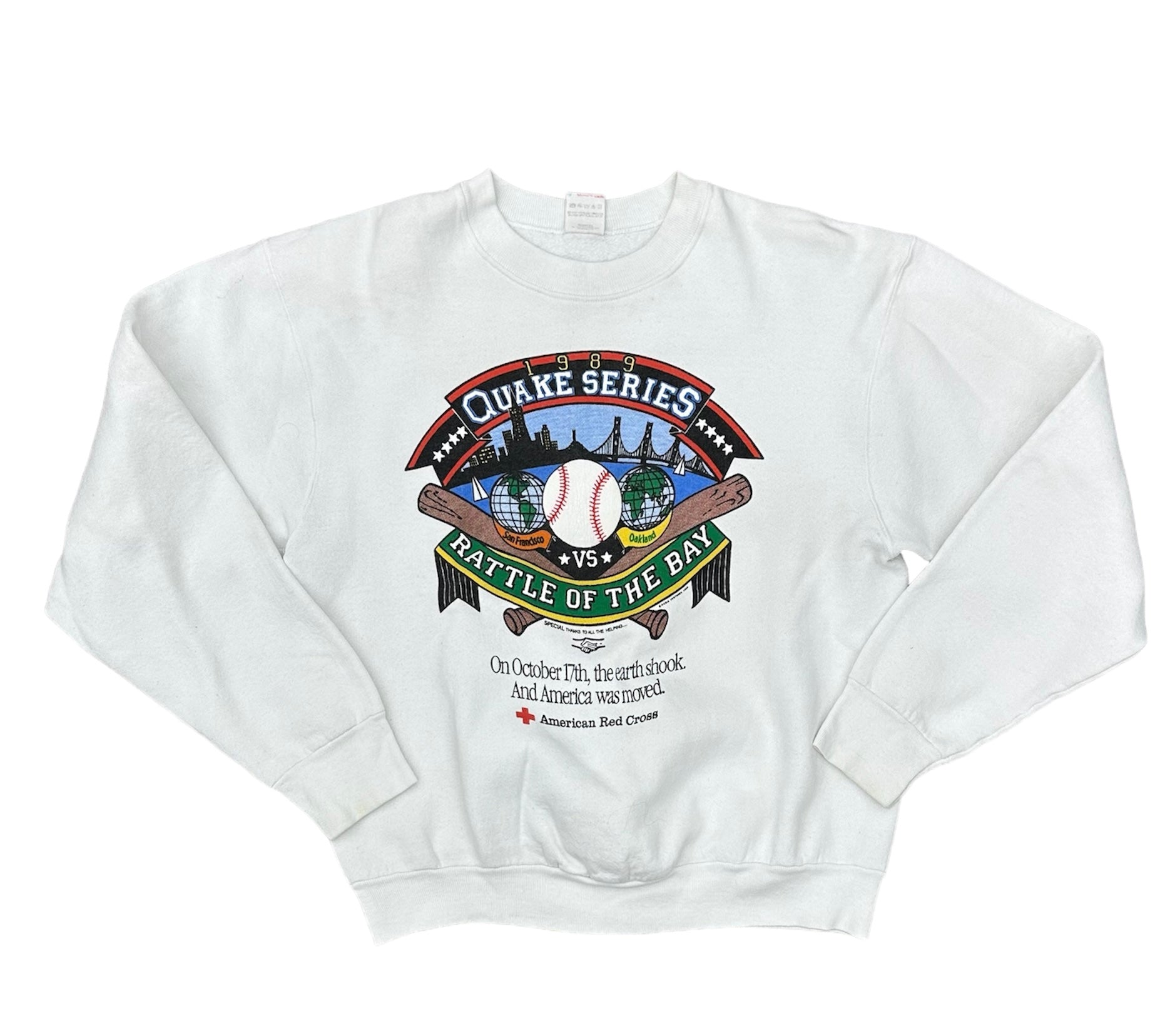 1989 QUAKE SERIES BATTLE OF THE BAY CREWNECK GIANTS VS A’S