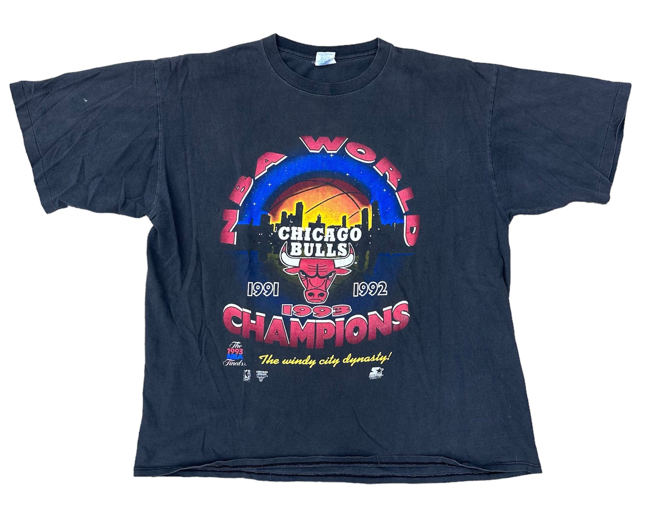 1993 CHICAGO BULLS NBA WORLD CHAMPS SKYLINE TEE (LR)