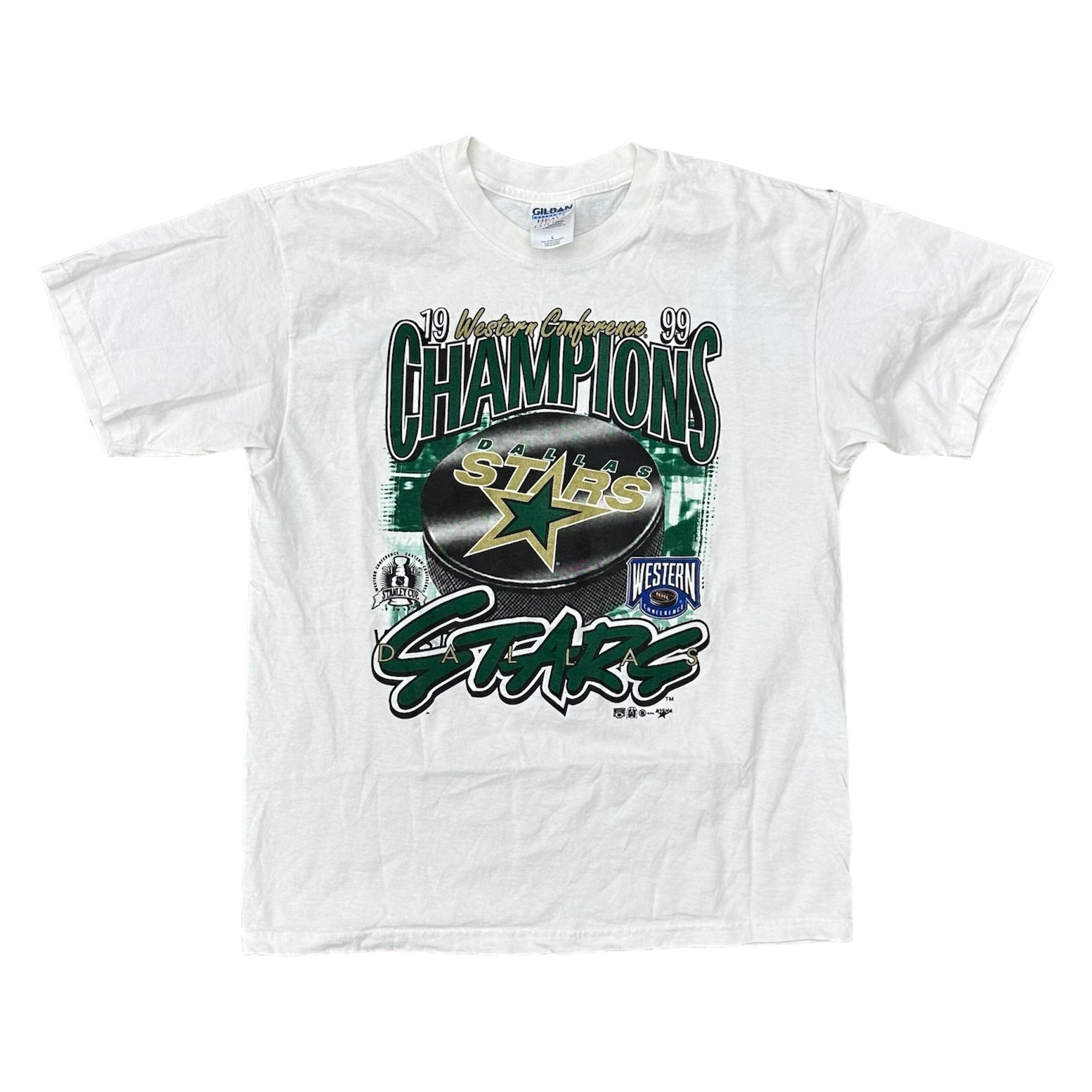 1999 DALLAS STARS WESTERN CONFERENCE CHAMPS PUCK TEE (LR)