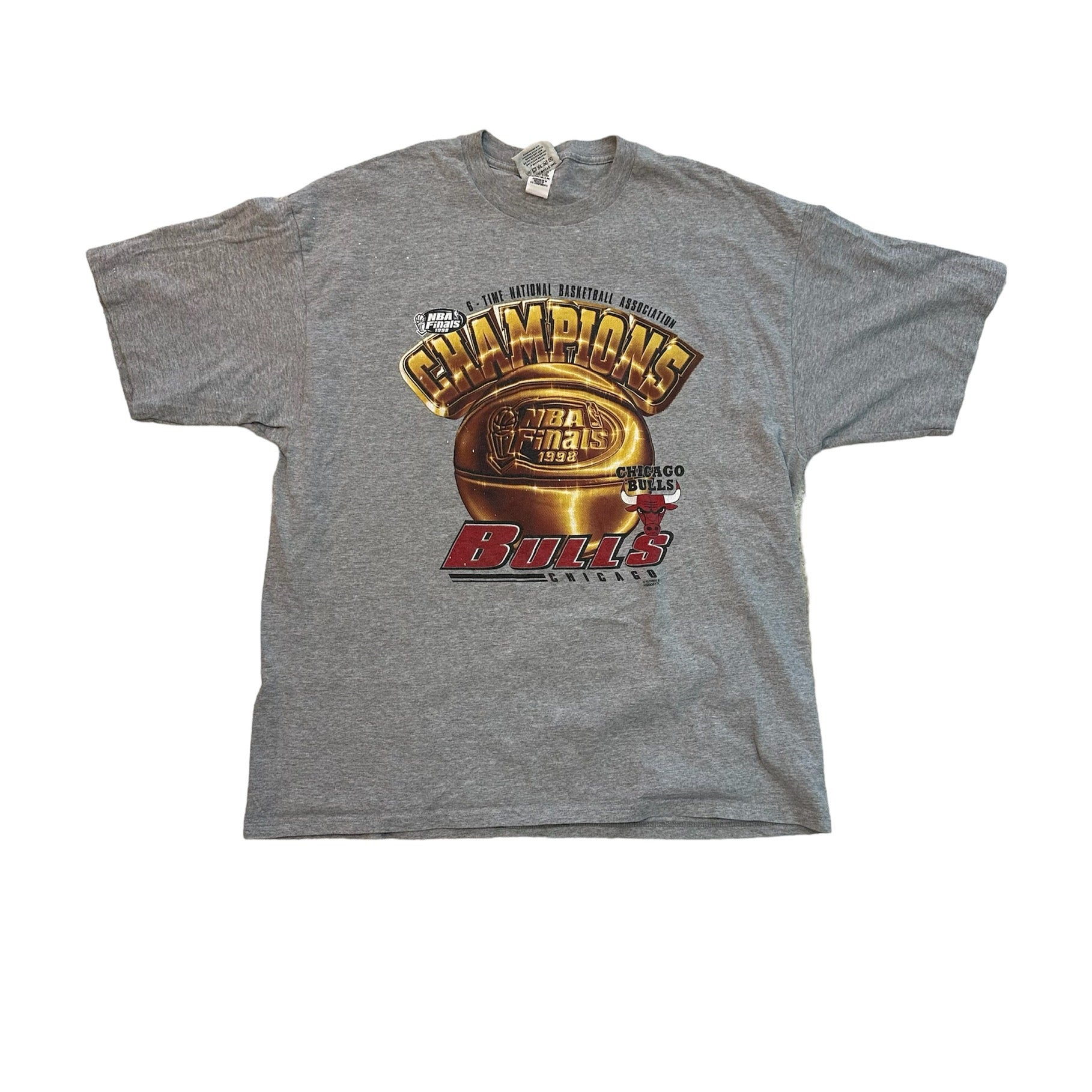 1998 CHICAGO BULLS NBA FINALS GREY TEE (LR)