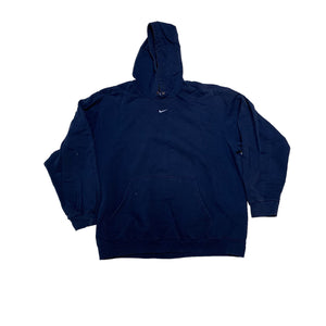 EARLY Y2K SILVER TAG CENTER SWOOSH HOODIE - NAVY