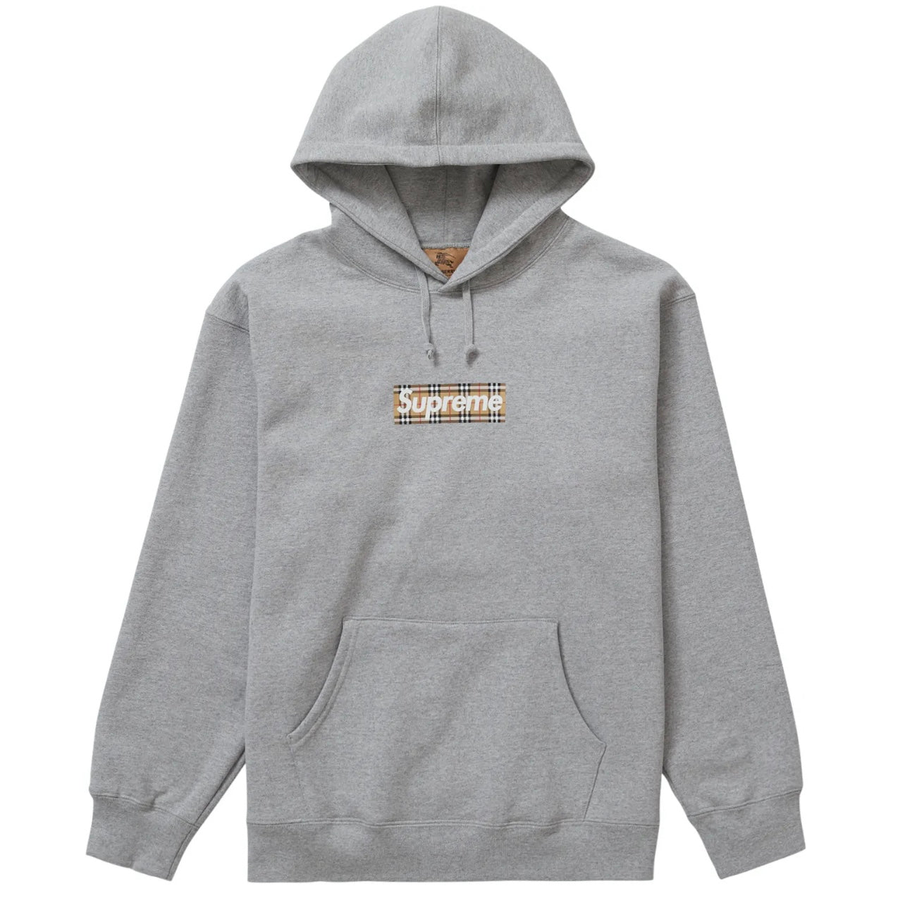 SUPREME X BURBERRY BOX LOGO HOODIE - HEATHER GREY