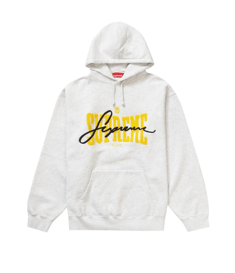 SUPREME EMBROIDERED CHENILLE HOODED SWEATSHIRT - ASH GREY