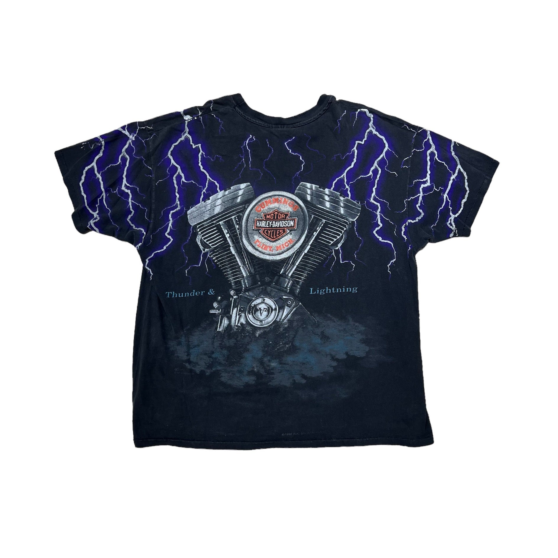 1992 DOUBLE SIDED HARLEY DAVIDSON THUNDER & LIGHTNING TEE