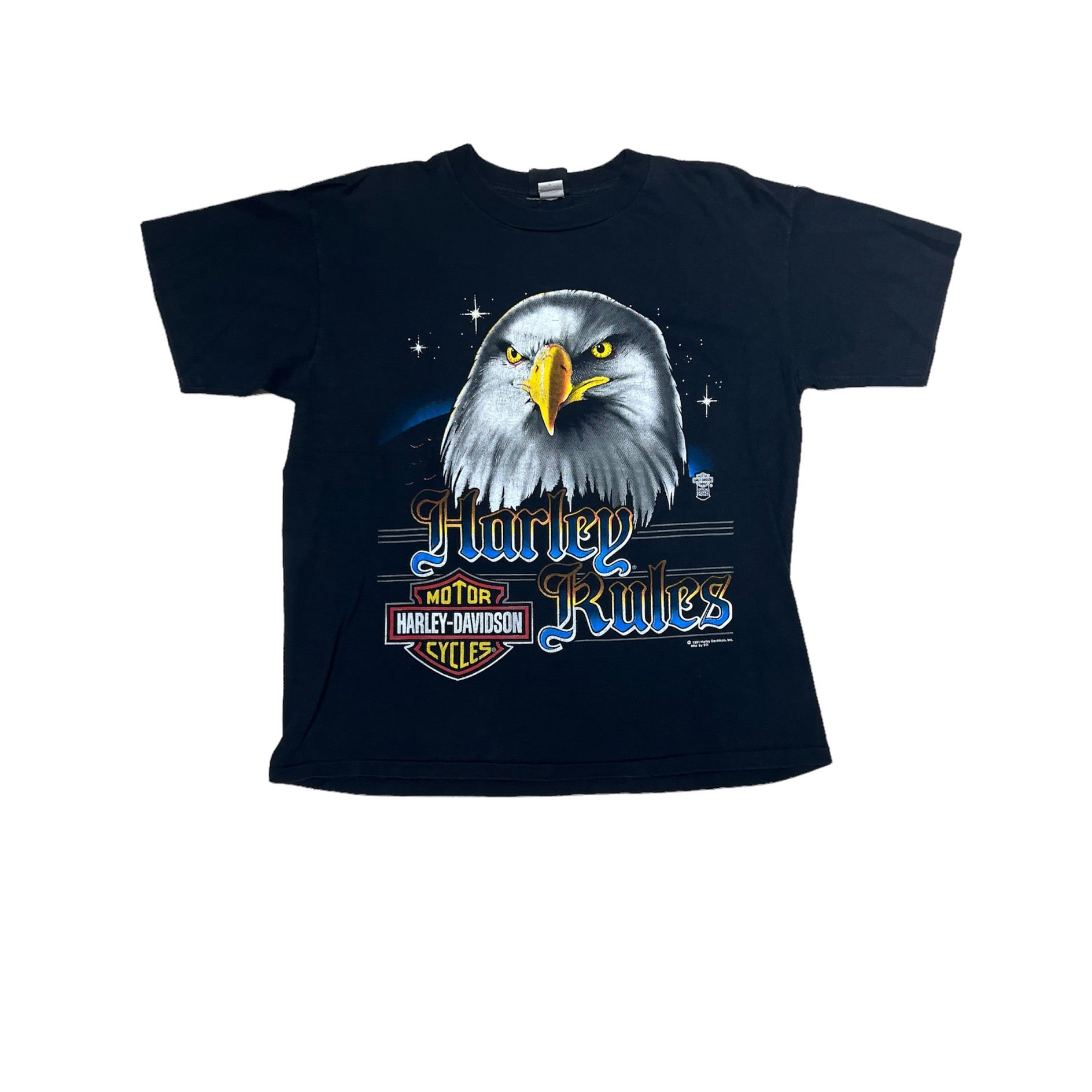 1991 HARLEY DAVIDSON HARLEY RULES EAGLE TEE (LR)