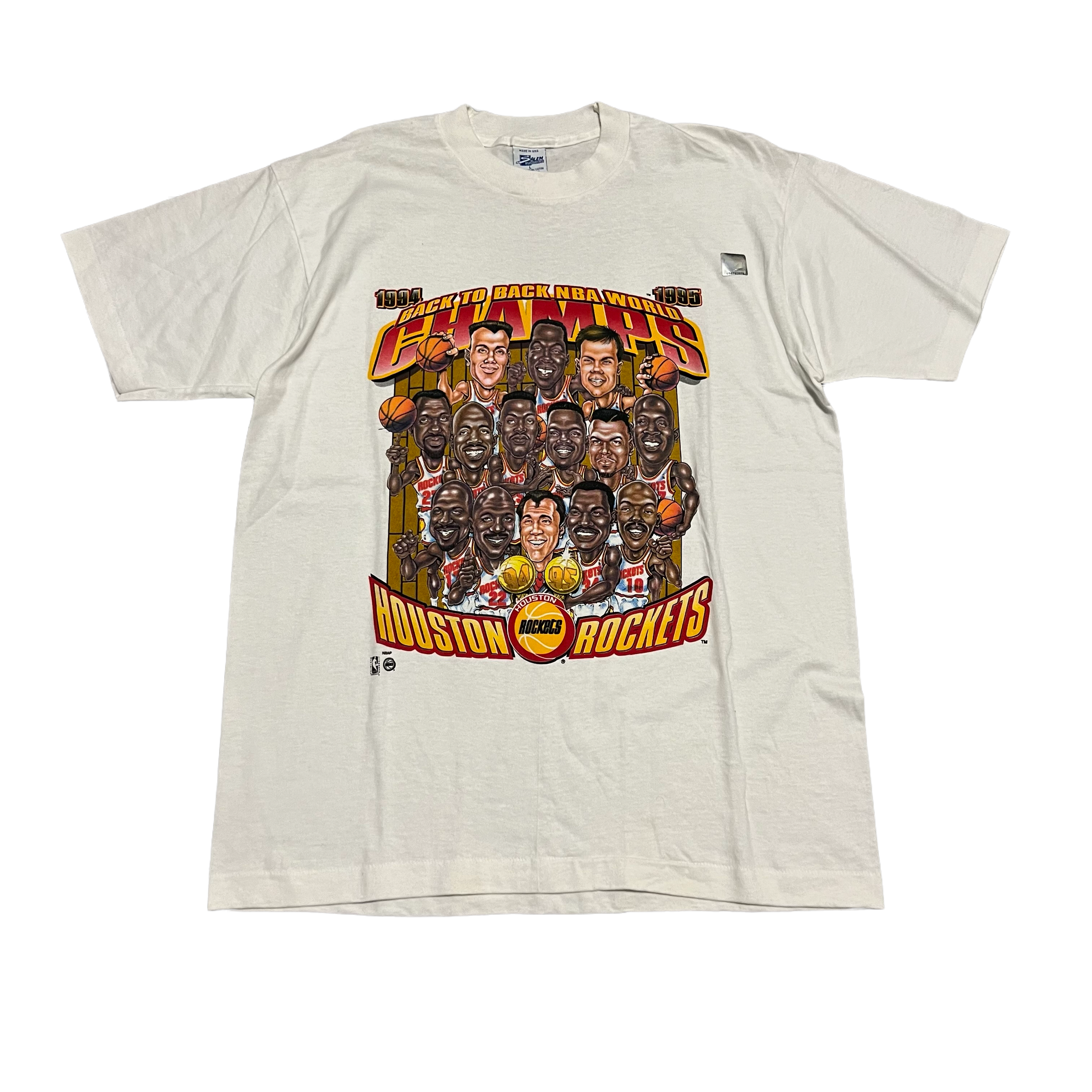 1995 HOUSTON ROCKETS CHAMPS CARICATURE TEE (DS)