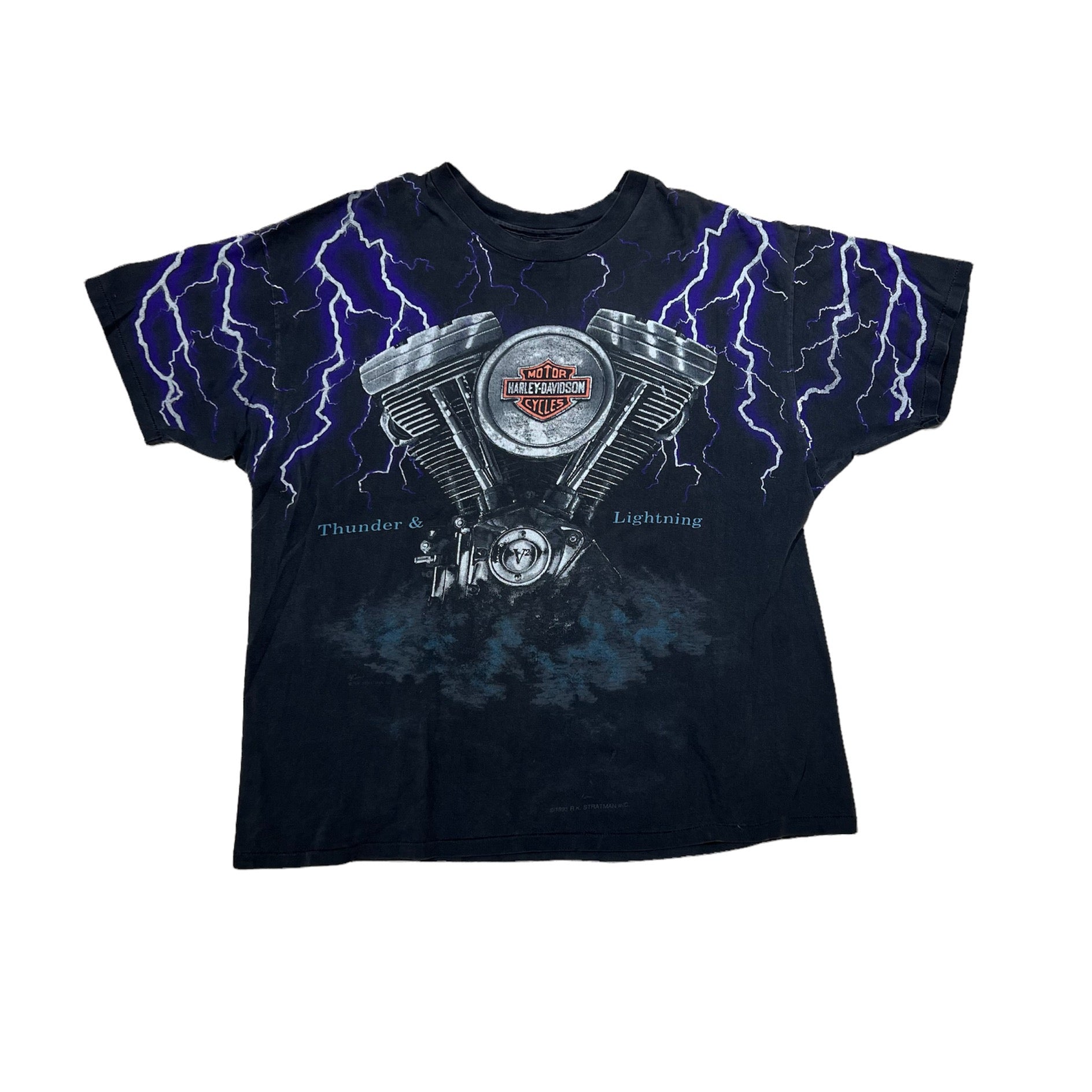 1992 DOUBLE SIDED HARLEY DAVIDSON THUNDER & LIGHTNING TEE