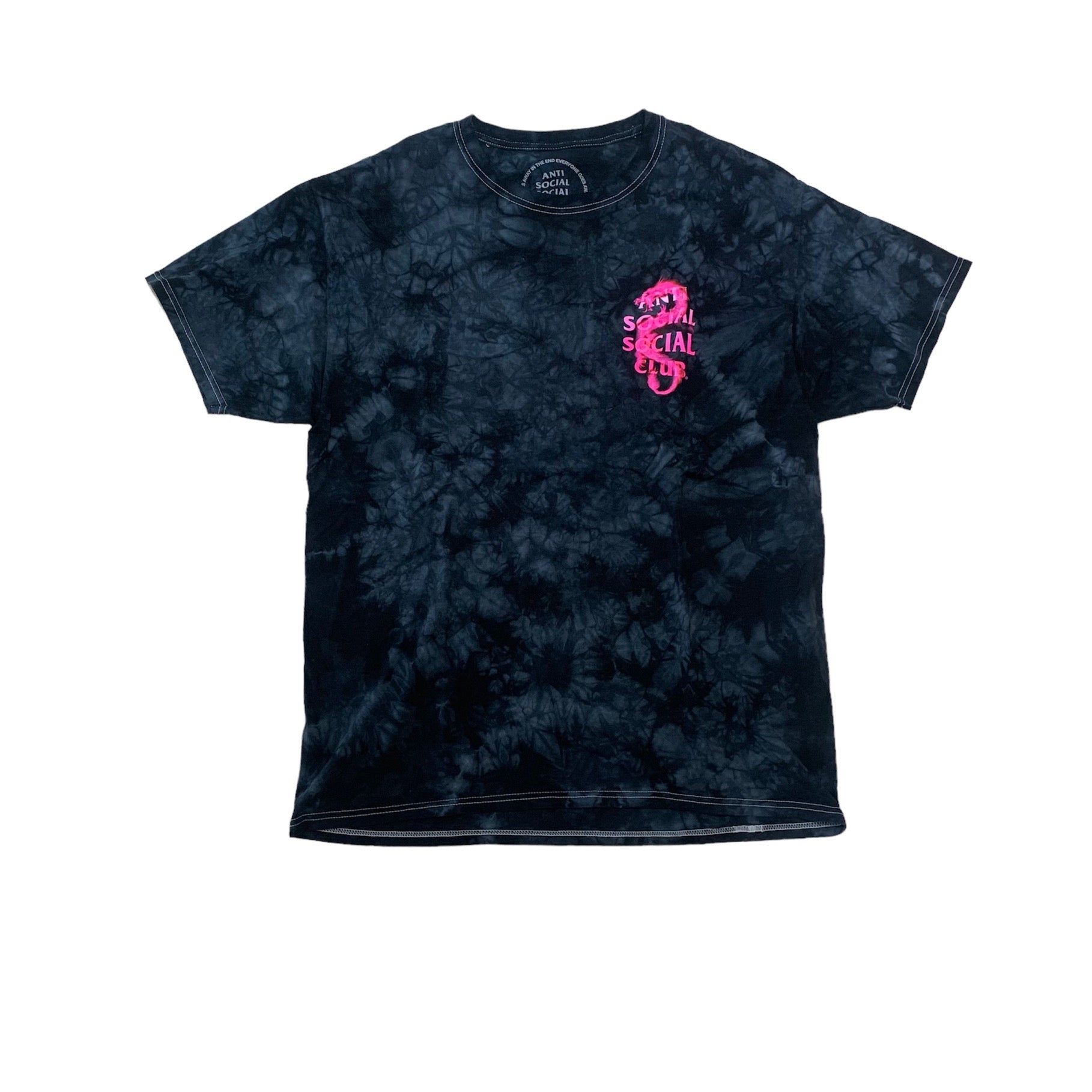 ASSC PINK FLAME DRAGON TEE - WASHED BLACK