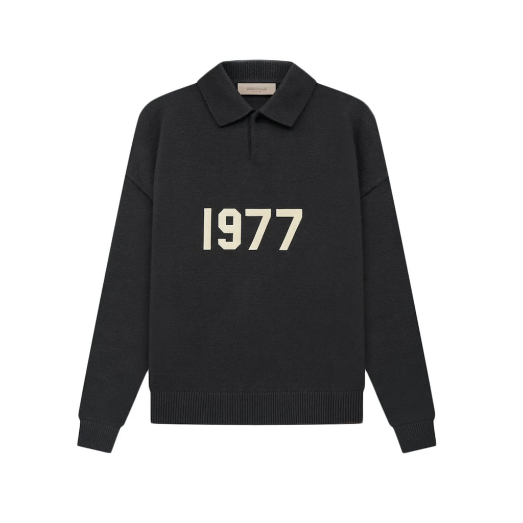 FEAR OF GOD ESSENTIALS 1977 KNIT L/S POLO - IRON