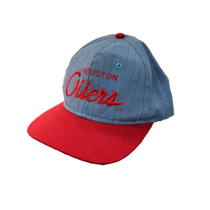 90’S HOUSTON OILERS SCRIPT PIN STRIPE SNAPBACK (LR)